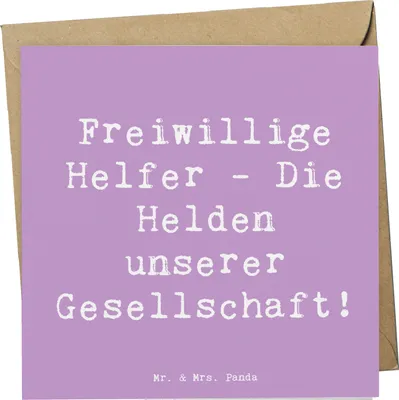 Produktbild von Mr. & Mrs. Panda faltkarte Spruch Freiwilliger Held - Lavendeltraum - Geschenk, anlasskarte, Engagement, Grußkarte, Wertschätzung, Freiwilligenarbeit, Handgefertigt