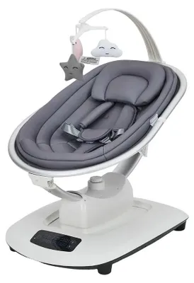 Produktbild von Babyschaukel - Elektrische Wippe - 5 Bewegungsmodi - 5 Geschwindigkeiten - 5-Punkt-Gurt - Fernbedienung - Musik - Dunkelgrau