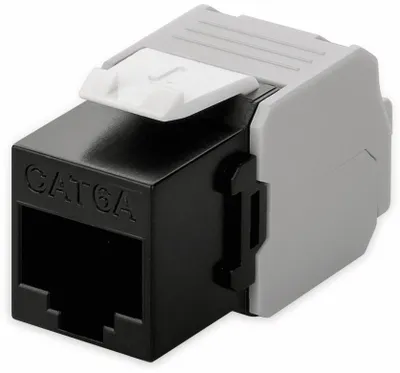 Produktbild von Keystone Modul RJ45 CAT 6A, UTP 16,5 mm breit, Krokodil-Typ, Schneidklemme für werkzeugfreie LSA-Montage