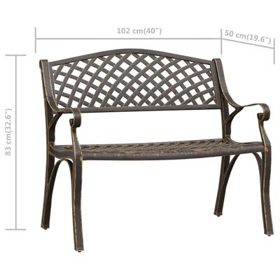 vidaXL Zahradní lavička 102 cm z litého hliníku Bronzová