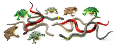 Produktbild von 12x Schlangen Frösche Echsen Salamander Tierfiguren Aufstellfiguren Reptilien