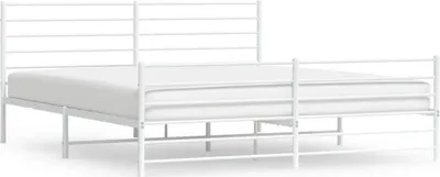 Obrázek produktu pro vidaXL Postel s čelem a nohou kovová bílá 200x200 cm
