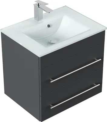 Produktbild von Badmöbel Vitro 60 inkl. Glasbecken SoftClose grafit : Grafit Varianten: Grafit