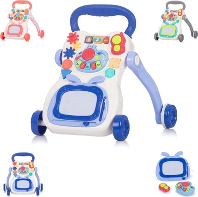 Produktbild von Chipolino Lustiger Spielkinderwagen mit Klavier, Telefon und Zeichenbrett Blau