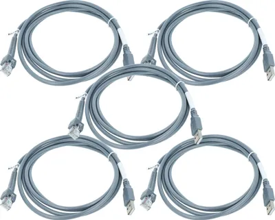Produktbild von vhbw 5x Datenkabel USB 2.0 Stecker auf RJ45 Stecker kompatibel mit Motorola MT2000, MT2070, MT2090 Barcodescanner - Kabel, 2 m Grau