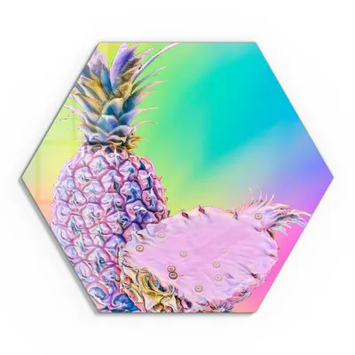 Produktbild von DEQORI Glasbild Echtglas 55x48 cm 'Ananaszauber' Wandbild Bild modern Deko