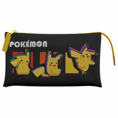 Imagen del producto de Estuche tricolor Pokémon con 3 compartimentos y cierre de cremallera