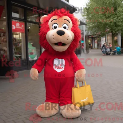 Produktbild von Maskottchenkostüm REDBROKOLY Roter Löwe mit Latzhose und Tragetasche