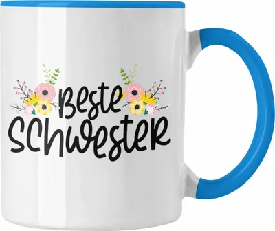 Produktbild von Trendation - Beste Schwester Tasse Geschenk Schwesterherz Lustiger Spruch Geburtstag Schwester (Blau)