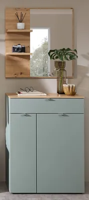 Produktbild von Garderoben-Set >Bari< (2-teilig) Schilfgrün / Eiche - 78x190x38cm (BxHxT)