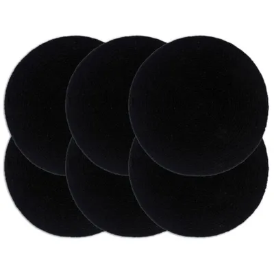 Image de vidaXL Sets de table 6 pcs. Uni Noir 38 cm Rond Coton