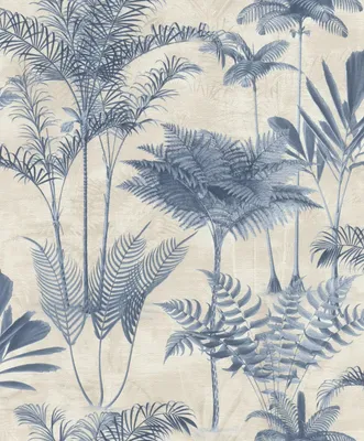 Zdjęcie produktu dla Tapeta flizelinowa 555127 tapeta botaniczna dżungla 53 x 1005 cm Rasch Lirico Beige Blue