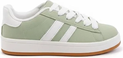 Produktbild von Damen Schnürung Turnschuhe Sneaker Kunstleder Freizeitschuhe Enna Grün Gr.38