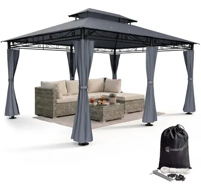 Immagine prodotto di Casaria Gazebo Topas Padiglione 3x4m in Metallo Resistente Idrorepellente con Pannelli Laterali Tendone da Giardino Feste