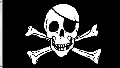 A pirate flag with a skull and crossbones.