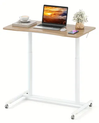 Zdjęcie produktu dla Stół biurko - Mobilne stanowisko pracy - Stół pod laptopa - Regulowany stół - Stół na kółkach