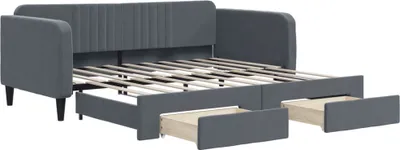 Obrázok produktu pre vidaXL Denná rozkladacia posteľ so zásuvkami tmavosivá 90x190 cm zamat