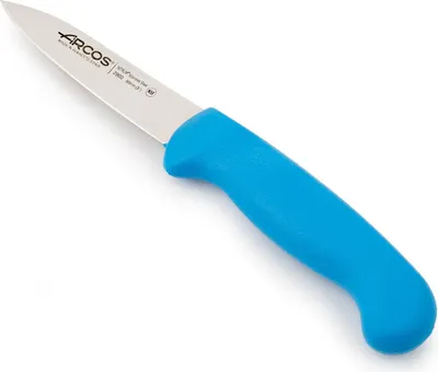 Obrázok produktu pre Nôž Mondador Arcos Farba - Prof  290023  Nerezová oceľ Nitrum a ergonomická rukoväť z polypropylénu v modrej farbe, čepeľ 8 cm, vitrína