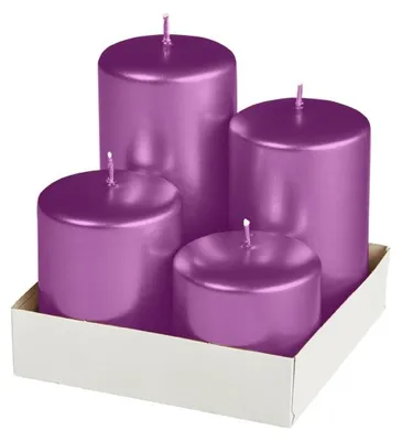 Produktbild von Adventset Stumpenkerzen Metallic Matt Beere Ø 60 mm, 4 Stück