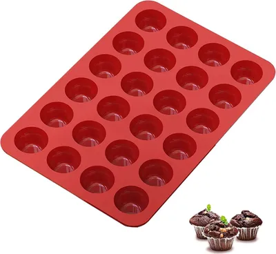 Produktbild von Mini Muffinform aus Silikon für 24 Stück - antihaftbeschichtete Silikon-Muffinförmchen - Backform für Cupcakes
