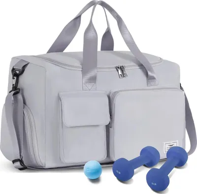 Obrázek produktu pro 35L dámská sportovní taška Skládací cestovní taška s přihrádkou na boty a přihrádkou na mokré věci Grey