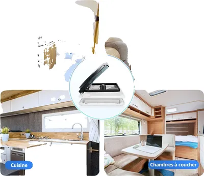 Immagine prodotto di Ventilatore da tetto per camper, flusso d'aria reversibile, zanzariera in acciaio inox, BIANCO