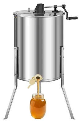 Obrázek produktu pro Vyvíječ medu VEVOR, 4/8 rámu, ruční tangenciální vyvíječ s průhledným víkem, vyvíječ medu z nerezové oceli s výškově nastavitelným stojanem