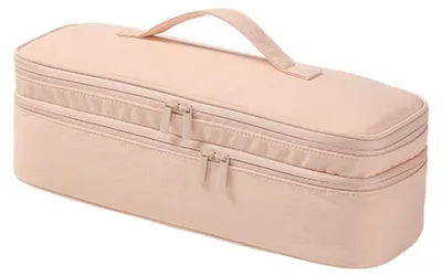 Productafbeelding van INF Dubbel-laags reistas voor haarstyling - Polyester organizer met dubbele compartimenten voor haardroger en krultang, meerdere kleuren, 38cm x 13cm x 13cm Roze