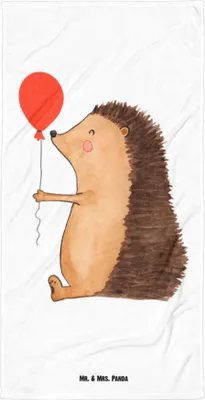 Produktbild von Mr. & Mrs. Panda Handtuch Igel Luftballon - Weiß - Geschenk, Duschhandtuch, Lustige Sprüche, Badehandtuch, Happy Birthday, Glückwunsch, Geburtstag, Reisehandtuch, Ballon