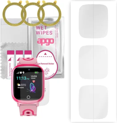 Produktbild von apgo 3 Stück Schutzfolie, klar, kompatibel mit GoGPS K17 Smartwatch, Hydrogel Displayschutzfolie mit Positionierhilfe, Displayfolie, robust und kratzfest