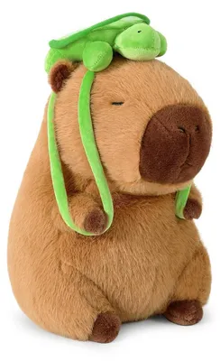 Zdjęcie produktu dla Pluszowa kapibara z żółwią, zabawka, miękka, w stylu kawaii, 25 cm