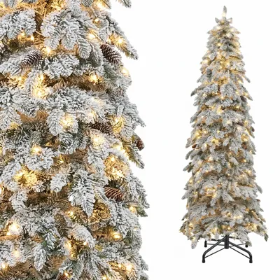 Produktbild von 230cm Künstlicher Weihnachtsbaum mit Schnee & 350 LED Beleuchtung, ca. 818 Spitzen, Tannenbaum mit Metallständer