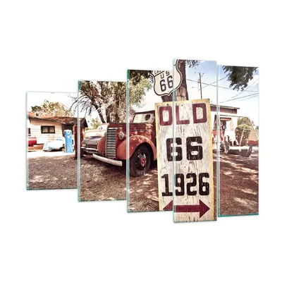 Produktbild von Bilder auf glas - Straße alt 66 USA - 150x100cm - Glasbilder - Wandbilder - Kunstdruck - zum Aufhängen bereit - Wanddekoration aus Glas - Glas Bilder - Wandbild auf Glas - 5 Teile - GEG150x100-3562