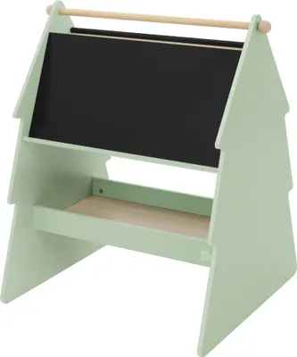 Produktbild von Joyz Kreidetafel Tanne, 68x60x80 cm, Grün-Natur, Kindertafel Doppelseitig aus Holz mit Ablage, Beidseitige Tafel mit Stauraum & Stange für Papierrolle, Tafel für Kinder