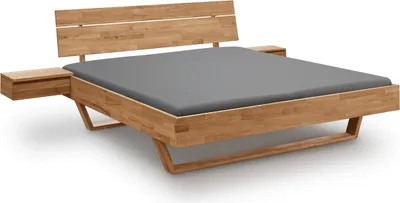 Bett Antwerpen 180x200 cm Wildeiche Massiv mit Holzkopfteil Natur