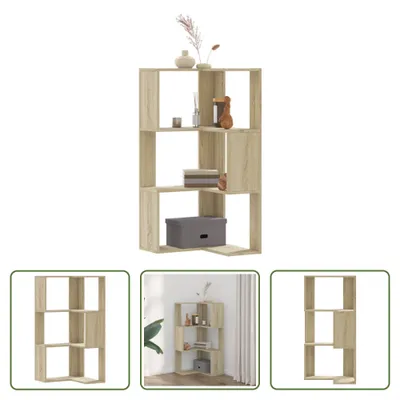 Zdjęcie produktu dla The Living Store Regał narożny 3 półki dąb sonoma 50x50x102 cm materiał drewnopochodny