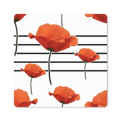 Produktbild von MuchoWow® Mauspad Mousepad Musik - Mohn 20x20 cm - Mousepads - Maus Mat - Pad - Mausunterlage - Desk Mat - Bureauartikeln