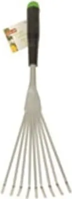 Produktbild von Fächerbesen 390 mm mit 9 Zinken aus Metall mit Kunststoffgriff
