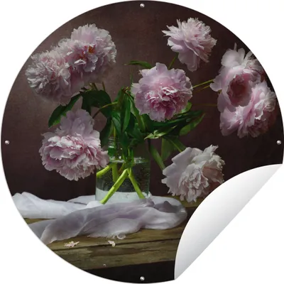 Produktbild von MuchoWow® Gartenposter Outdoor-Poster Rund Pfingstrosen - Stilleben - Blumen Ø 90 cm Gartendeko Rundes Poster draußen
