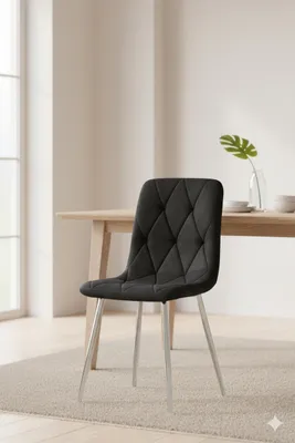 Produktbild von Eleganter Esszimmerstuhl Samt Beige mit goldfarbenen Metallbeinen - Polsterstuhl modern, gepolstert, stabil, Wohnzimmerstuhl für Esszimmer, Küche & Home Office (Schwarzsilber)