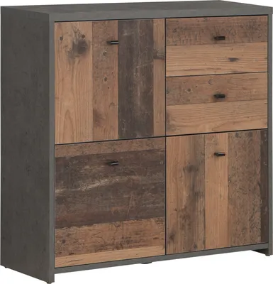 Produktbild von Furniture24 Kommode Best Chest Sqnk223-C764 Schrank Wohnzimmerschrank Old Wood/Beton Dunkelgrau