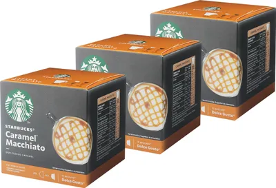 Produktbild von Nescafé Dolce Gusto Starbucks Caramel Macchiato Set of 3, Latte Macchiato s karamelem, kávové kapsle, pražená káva, 3 x 12 kapslí