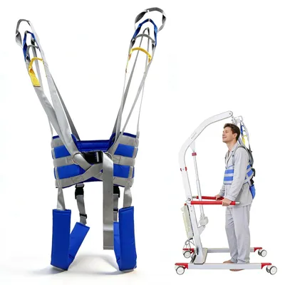 Produktbild von Hebegurt zur Rehabilitation - Geh- und Stehgurt Pflegehilfe - Verstellbarer Sicherheitsgurt - Unterstützung für Behinderte und Senioren - Größe M - Blau