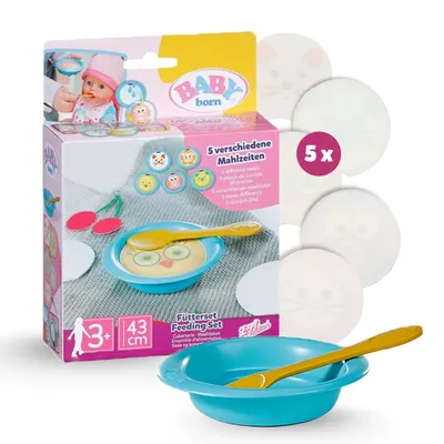 Produktbild von BABY born Fütterset für Puppen mit Teller, Löffel und 5 Mahlzeiten-Bildern