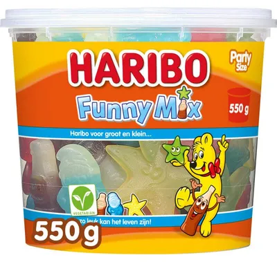 Obrázok produktu pre Haribo Funnymix 550 g – farebná zmes ovocia a sladkého drievka, ideálna na zdieľanie