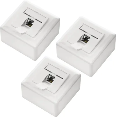 Produktbild von deleyCON 3x CAT6 Universal Netzwerkdose - 1x RJ45 Port - Geschirmt - Aufputz oder Unterputz - 1 Gigabit Ethernet Netzwerk - EIA/TIA 568A&B - Weiß