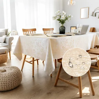 Rechteckige Tischdecke 100x140 cm, wasserdicht, beige