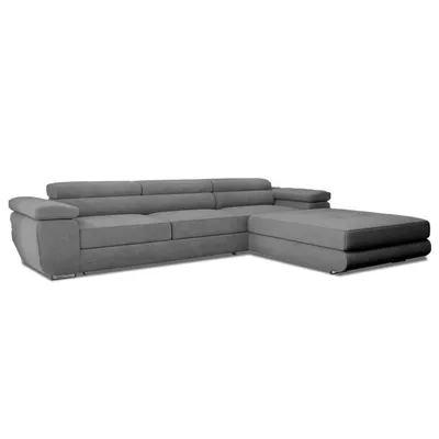 Produktbild von GOLDSTOFF VENUS TWIN Eckcouch mit Schlaffunktion | Ecksofa L-form mit Staufach und mit verstellbaren Kopfstützen (Grau)