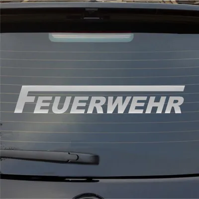 Produktbild von Heckscheibenaufkleber Feuerwehr langes F 55x9 cm Silber Auto Aufkleber Sticker