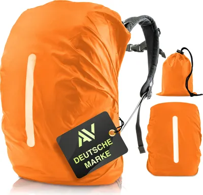 Image de AVANA Housse de pluie pour sac à dos (18-25L) Housse imperméable pour sac à dos d'école Housse réfléchissante pour sac à dos Orange - Taille S